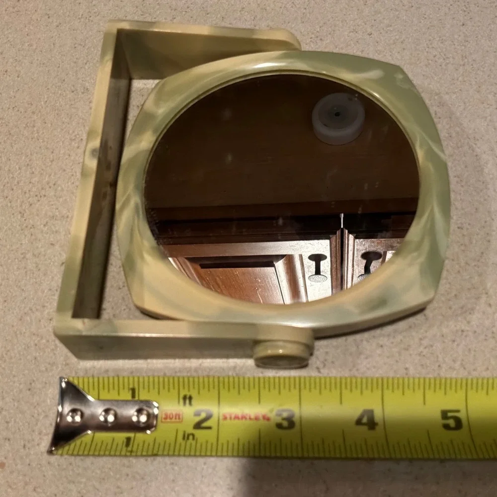 VTG Marbled Green Swivel Vanity Mirror Double Sided Magnifying Tabletop Wall
